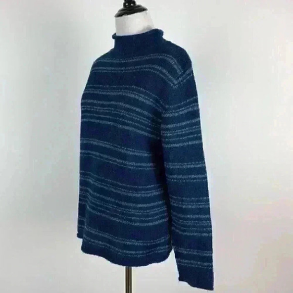 St johns bay sweater size M blue striped 15% wool - Picture 7 of 9